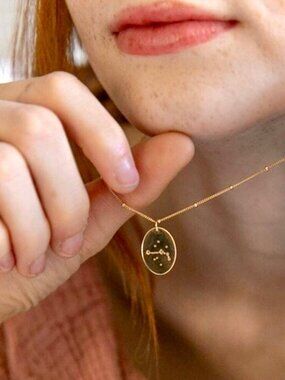 Aries Minimal Indie Pendant Zodiac Charm Necklace